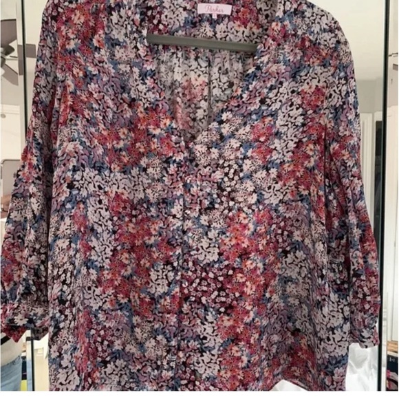 Parker New York Printed Blouse 100% Silk size Large - Picture 1 of 5
